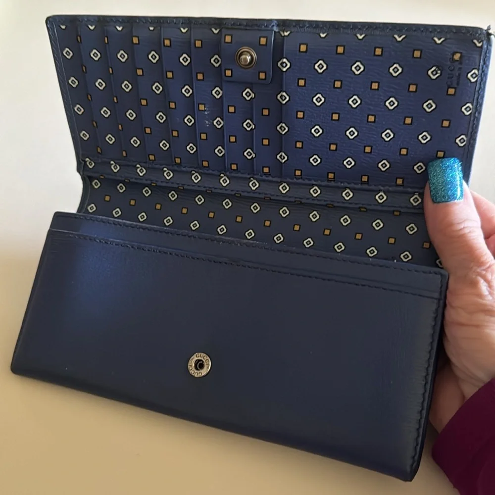 Gucci Interlocking G Marmont Long bi fold wallet: Navy - Picture 2 of 10